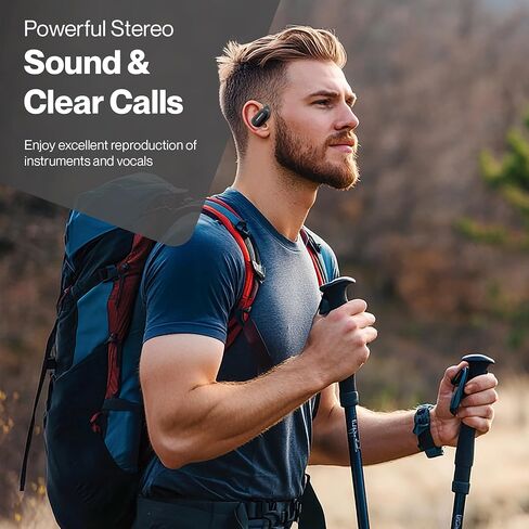 Bluetooth Headphones Air Conduction, IPX5 Waterproof Air Conduction Ear Buds, Over Ear Headphones with MIC, Over Ear Earbuds for Sports, Running Earbuds, 35 Hours Music, Clear Calls in Saudi Arabia