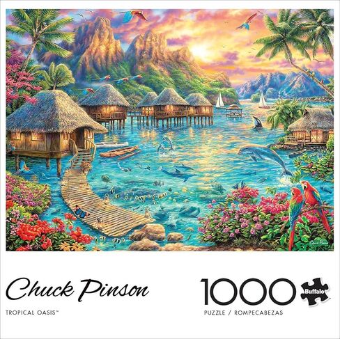 Buffalo Games - Chuck Pinson - Tropical Oasis - 1000 Piece Jigsaw Puzzle for Adults Challenging Puzzle Perfect for Game Nights - Finished Size 26.75 x 19.75 in Saudi Arabia
