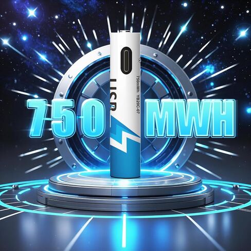 AAA USB Rechargeable Lithium Batteries, Lithium 1.5V 750 mWh, Long Lasting, Charges 1 Hours, 2-in-1 USB-C Charging Cable, 1500 Cycles for Household, Electronics, Constant Output, 8-Battery Pack in Saudi Arabia