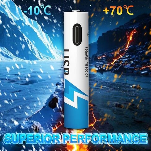 AAA USB Rechargeable Lithium Batteries, Lithium 1.5V 750 mWh, Long Lasting, Charges 1 Hours, 2-in-1 USB-C Charging Cable, 1500 Cycles for Household, Electronics, Constant Output, 8-Battery Pack in Saudi Arabia