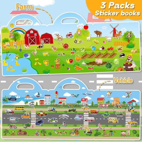 Reusable Sticker Books for Toddlers 1-3, Stickers for Toddlers 2-4 Years, Princess Stickers, Travel Toys for Kids 1-3, Toddler Airplane Travel Essentials for Kids in Kuwait