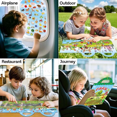 Reusable Sticker Books for Toddlers 1-3, Stickers for Toddlers 2-4 Years, Princess Stickers, Travel Toys for Kids 1-3, Toddler Airplane Travel Essentials for Kids in Kuwait