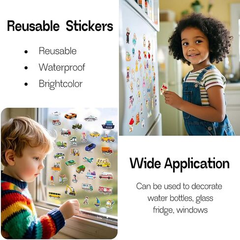 Reusable Sticker Books for Toddlers 1-3, Stickers for Toddlers 2-4 Years, Princess Stickers, Travel Toys for Kids 1-3, Toddler Airplane Travel Essentials for Kids in Kuwait