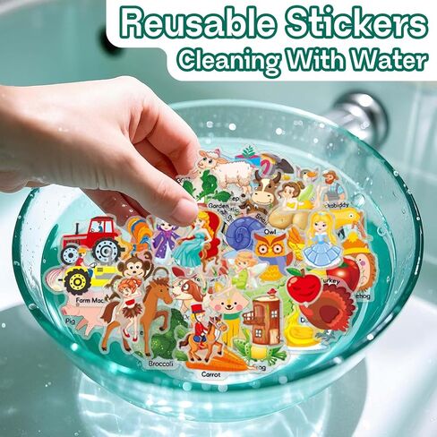 Reusable Sticker Books for Toddlers 1-3, Stickers for Toddlers 2-4 Years, Princess Stickers, Travel Toys for Kids 1-3, Toddler Airplane Travel Essentials for Kids in Kuwait