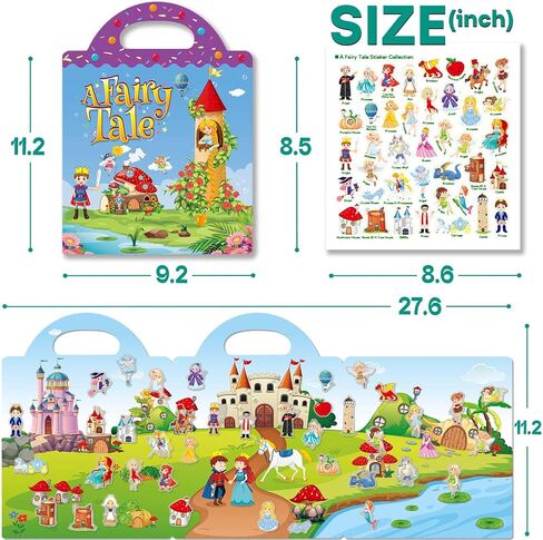 Reusable Sticker Books for Toddlers 1-3, Stickers for Toddlers 2-4 Years, Princess Stickers, Travel Toys for Kids 1-3, Toddler Airplane Travel Essentials for Kids in Kuwait