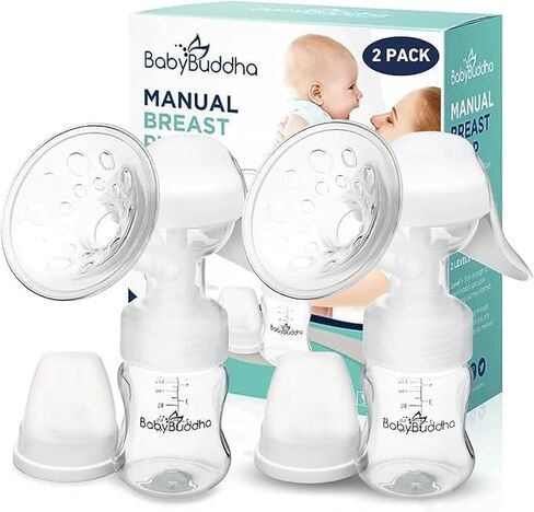 BabyBuddha Manual Breast Pump - Single Hand Pump Breastmilk - Cordless; No Electricity or Batteries Required - with Soft Massage Cushion for Comfort - Quiet, Lightweight, Dishwasher Safe - BPA Free in Kuwait