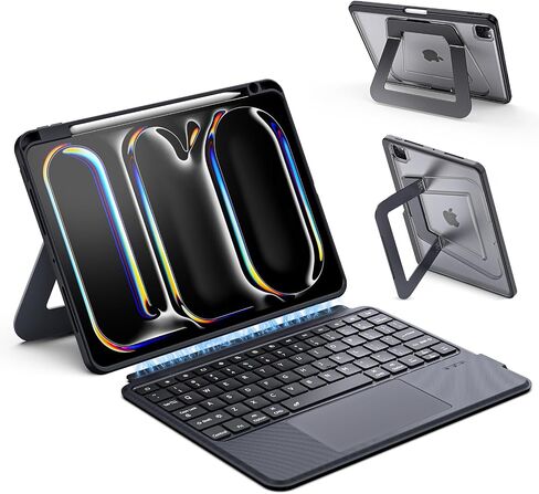 حالة لوحة المفاتيح السحرية القابلة للفصل لجهاز iPad AIR 11 بوصة M3 / M2 (2024) / iPad Air 5th / 4th Gen ، iPad Pro 11 Inch (1st / 2nd / 3rd / 4th) حالة لوحة المفاتيح مع لوحة تتبع متعددة اللمس ， chickstand متعدد الزوايا in Kuwait