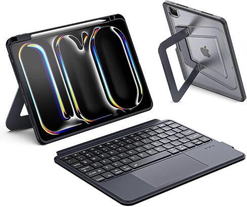 حالة لوحة المفاتيح السحرية القابلة للفصل لجهاز iPad AIR 11 بوصة M3 / M2 (2024) / iPad Air 5th / 4th Gen ، iPad Pro 11 Inch (1st / 2nd / 3rd / 4th) حالة لوحة المفاتيح مع لوحة تتبع متعددة اللمس ， chickstand متعدد الزوايا in Kuwait