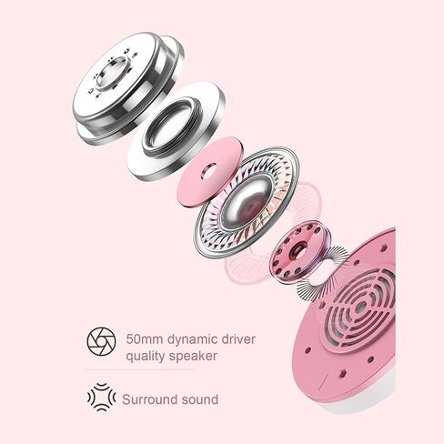 Pomya Gaming Headset for PC, Noise Reduction Over Ear Headphones with Mic, RGB Luminous Gaming Headset for Laptop (White Pink with Cat Ears Decor) in Saudi Arabia