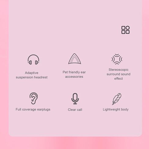 سماعات ألعاب ASIXXSIX السلكية ، إلغاء الضوضاء على سماعات الأذن مع MIC ، RGB Luminous وكابل 7.22 قدم ، وارتداء مريحة سماعات سلكية للمكتب المنزلي (الوردي الأبيض مع ديكور أذني القطط) in Kuwait