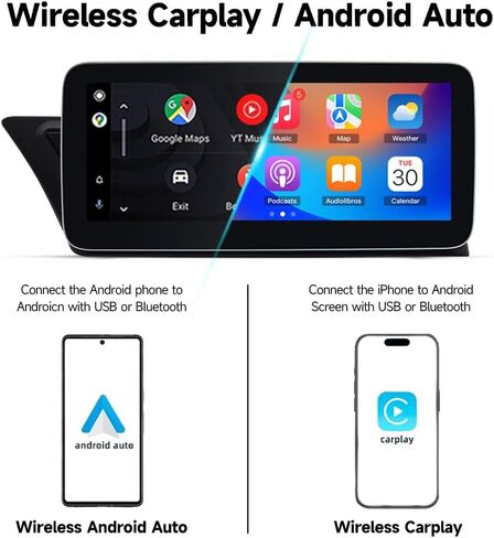 10.25 Inch Android 13 Car Video Player Wireless CarPlay for Audi A4 B8 A5 2009-2016 with Multimedia Car Radio Stereo Support Factory Camera USB Video Playback Mirroring in Saudi Arabia