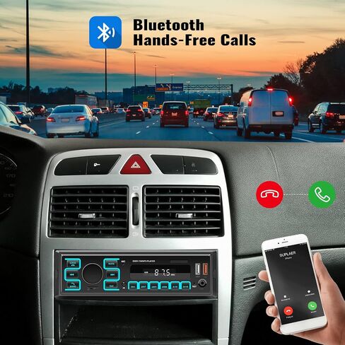 CAMECHO Single DIN Car Stereo with Bluetooth 5.1, 1 Din Car Radio with USB/TF/AUX Inputs, FM Radio, MP3 Player, Remote App, Voice Control, Color Illumination, Car Audio Digital Media Receiver in Saudi Arabia