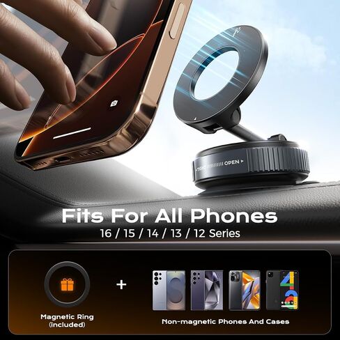 Nano Gel Car Phone Holder, 360°Rotation Adjustable Magnetic Cellphone Mount Foldable Car Phone Stand Strong Suction Phone Holders for Car/Makeup/Gym/Mirror,Fit for All Magsafe Smartphones in Saudi Arabia