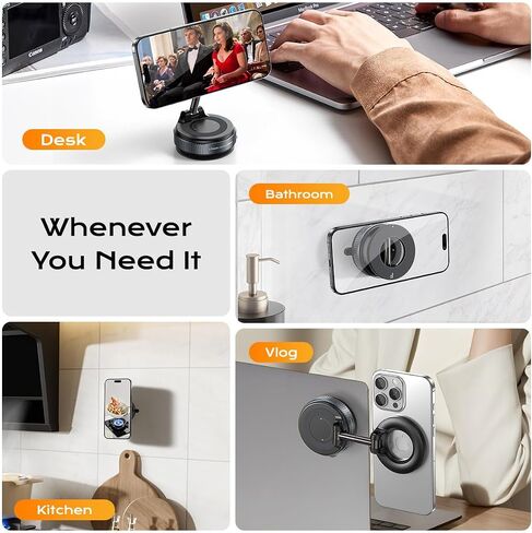 Nano Gel Car Phone Holder, 360°Rotation Adjustable Magnetic Cellphone Mount Foldable Car Phone Stand Strong Suction Phone Holders for Car/Makeup/Gym/Mirror,Fit for All Magsafe Smartphones in Saudi Arabia