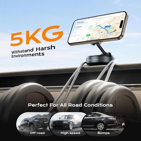 Nano Gel Car Phone Holder, 360°Rotation Adjustable Magnetic Cellphone Mount Foldable Car Phone Stand Strong Suction Phone Holders for Car/Makeup/Gym/Mirror,Fit for All Magsafe Smartphones in Saudi Arabia