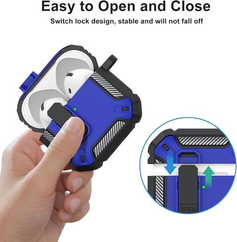 for AirPods 4 Case Cover with Secure Lock, Automatic Pop-up Full Protection Hard Protective Case Compatible with Apple AirPods 4th Generation 2024/2025 (Black Red, Airpods 4 Case) in Saudi Arabia