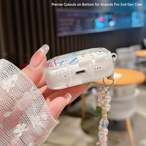 بالنسبة إلى Airpod 4 Case Summer Coconut Tree Cartoon Design with Strap Keychain Cover Cover Protection Cover متوافق مع Airpods 4th Gen Case (Green Tree Dog) in Kuwait