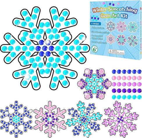 Winter Snow Arts and Crafts, Sun Gemmers Art Crafts Snowflake Suncatcher Kits for Children Teenagers Kids at 6-8, Winter DIY Diamond Painting Kits for Girls at 4 5 10 12 in Kuwait