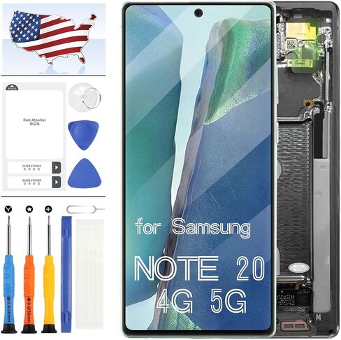 OLED لـ Samsung Galaxy Note 20 4G 5G N980 استبدال الشاشة لـ Samsung N980 N981B N981U N981U1 N9810 LCD شاشة اللمس البديل الشاشة التجميع الزجاجي مع أداة (أسود مع الإطار) in Kuwait