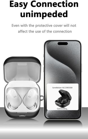 مناسبة ل Sennheiser Accentum Case All-Around Around ، علبة شحن سماعة الرأس مع غطاء مقاوم للخدش ، 360 درجة مقاومة للصدمة ، مقاومة للماء ومقاومة للأسفل (حبل أسود+أسود) in Saudi Arabia