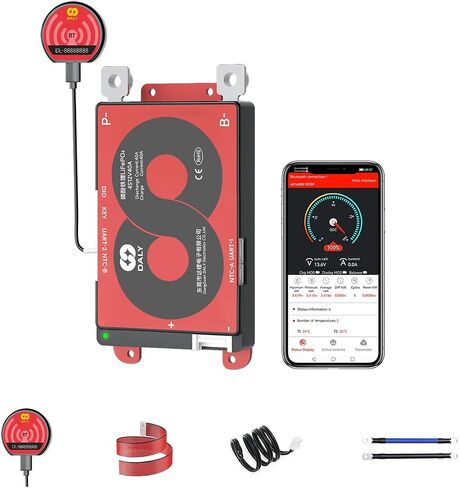 DALY Smart BMS 4S-24S 12V-72V 40A-500A with Bluetooth Module Battery Protection Board for LiFePO4 Battery Pack (LifePO4 4S 12V 40A+BT Module) in Saudi Arabia