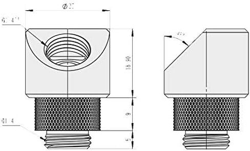 Barrowch G1/4 "زاوية 45 درجة موسع دوار يلفها ذكر للإناث FBWT45-MR (أسود) in Saudi Arabia