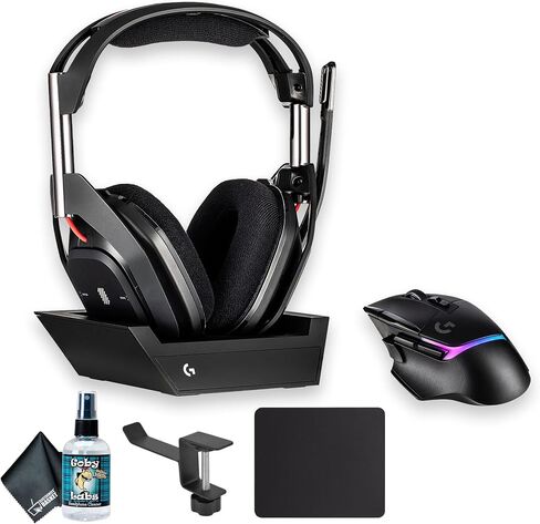 Logitech G Astro A50 Gen 5 Wireless Gaming Bundle بما في ذلك: Logitech G G502 X Plus Lightspeed Wireless RGB Gaming Mouse ، حامل سماعة الرأس ، مجموعة تنظيف سماعة الرأس ، وسادة الماوس in Saudi Arabia