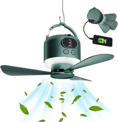 Portable USB Charging Ceiling Fan With Light And Remote Controls Featuring Removable Bladee And 4 Speed For Indoor Outdoor Activities USB Rechargeable Ceiling Fan in Saudi Arabia
