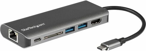 StarTech.com USB C Multiport Adapter - USB-C to 4K 60Hz HDMI 2.0, 100W PD Pass-Through, SD/MicroSD, 2-Port USB Hub, GbE, USB Type-C Mini Dock, 12" Attached Cable, Replaces DKT30CSDHPD (DKT30CHSDPD1) in Saudi Arabia