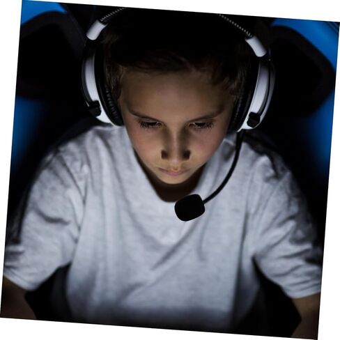 Happyyami Noise Cancelling Headset Microphone with Comfortable Sponge Head Pole Stereo Wired Gooseneck Mic for Gaming Streaming Home Office Use Plug and Play No Battery Needed in Saudi Arabia
