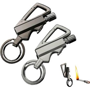 Permanent Match Unlimited Kerosene Lighter with Multi-Function Keychain Bottle Opener, Reusable Waterproof and Windproof Matches, Permanent Flint Fire Starter, Suitable for Outdoor Survival(Silver) in Saudi Arabia