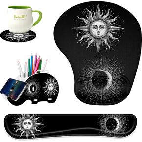 Keyboard Wrist Rest Pad Ergonomic Mouse Pad Set,Non-Slip PU Base for Laptop, Home, Gaming, Office,Matching Elephant Pen Holder and Cup Coaster(Starry Night) in Kuwait