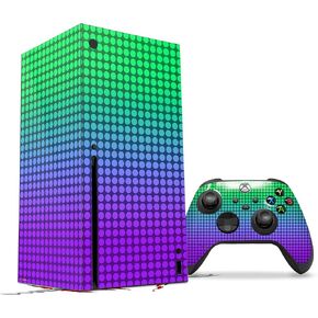 WraptorSkinz Skin Decal Vinyl Wrap compatible with the XBOX Series X Console and Controller - Faded Dots Purple Green (GAMING CONSOLE NOT INCLUDED) in Kuwait