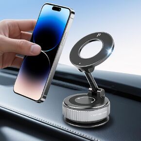 360 ° قوس شفط قابل للتعديل من أجل Magsafe Car Mount ، حامل الهاتف المغناطيسي الفراغي ، حاملي الهواتف المحمولة لسيارتك/منزلك/السفر ، شفط سيارة لجهاز iPhone 16/14/14/12/12/Android (أسود) in Kuwait