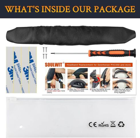 SOULWIT Headband Cover for Sennheiser PXC550/PXC550II, EPOS Adapt 660 Headsets, Replacement Headstrap Pad Repair Part - Black in Saudi Arabia