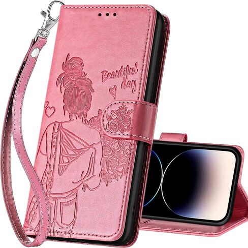 for iPhone 14 Pro Wallet case, Flip Folio Cover with Stand Feature for Women Men, PU Leather Phone Case Fit for iPhone 14 Pro 6.1'' [Blue-Butterfly] in Saudi Arabia