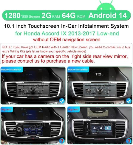 ASURE 10.1 inch Car Stereo Radio for Honda Accord 2013-2017 Low-end Version Cars,4Core 2+64G Android GPS Navigation Head Unit with Wireless Carplay Android Auto,1280x800 Touchscreen Multimedia Player in Saudi Arabia