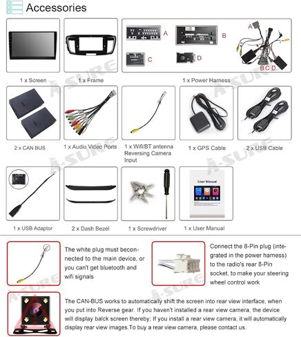 ASURE 10.1 inch Car Stereo Radio for Honda Accord 2013-2017 Low-end Version Cars,4Core 2+64G Android GPS Navigation Head Unit with Wireless Carplay Android Auto,1280x800 Touchscreen Multimedia Player in Saudi Arabia