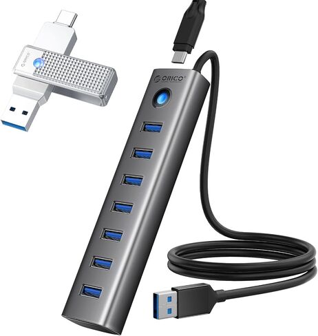 Orico Aluminium 7-Port USB Hub + 256 GB UFSD USB C Drive in Saudi Arabia