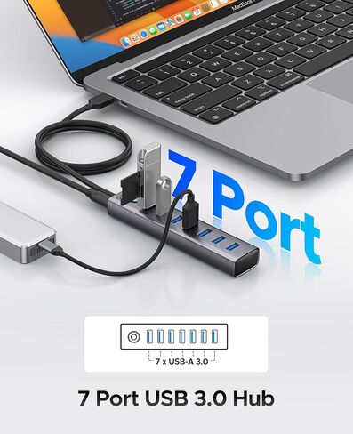 Orico Aluminium 7-Port USB Hub + 256 GB UFSD USB C Drive in Saudi Arabia