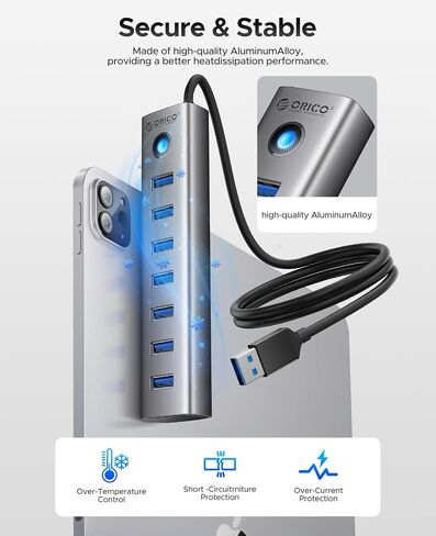 Orico Aluminium 7-Port USB Hub + 256 GB UFSD USB C Drive in Saudi Arabia