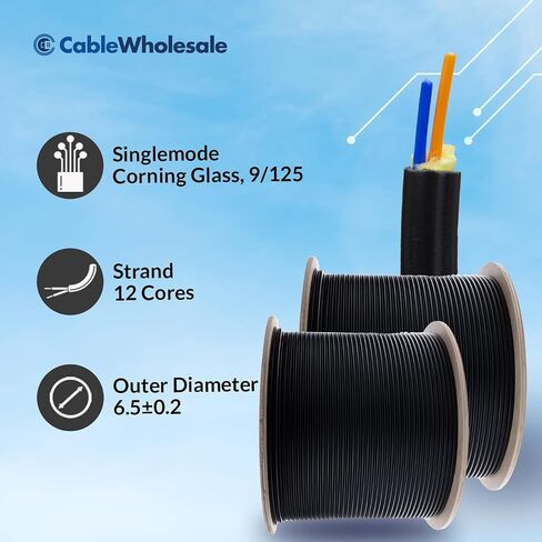 كابل الألياف البصرية من الألياف البصرية Singlemode Singlemode ، OS2 9/125 ، كورنينج ، مصنفة داخلية/خارجية ، أسود ، 2000 قدم in Saudi Arabia