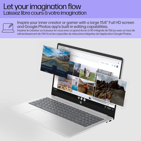 HP Chromebook Plus 15.6 بوصة محمول 15A-NB0003CA ، Intel® Core ™ I3-N305 ، Intel® UHD Graphics ، 8GB LPDDR5-4800 MHz ، 128GB UFS ، (15A-NB0003CA ، Silver) in Kuwait