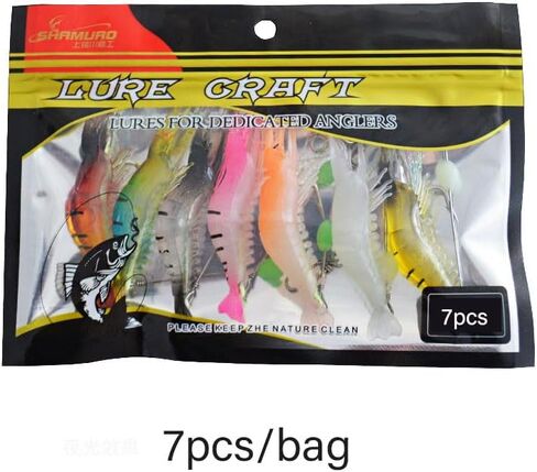 7PCS Pre-Rigged Fishing Jig Lures for Freshwater and Saltwater, Durable Lures, Lifelike Shrimp Crayfish Swimbait, Weedless Lure in Saudi Arabia