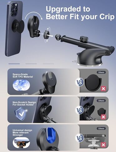 TOPGO [2024 Upgraded Socket Car Phone Mount, [Extra Sticky, Non-Shaking] Multi-Functional Suction Cup Dashboard & Windshield Car Phone Holder for iPhone and All Smartphones with Socket Grip in Saudi Arabia