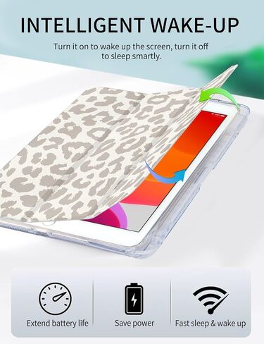 Watbro Case for iPad 9th / 8th / 7th Generation (2021/2020/2019) 10.2 inch, Slim Trifold iPad 9th Generation Case Clear Back Transparent Cover with Pencil Holder & Auto Sleep/Wake Cover in Saudi Arabia