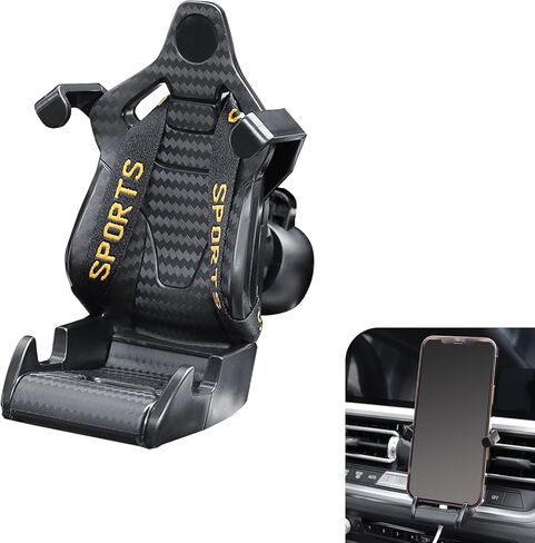 Car Vent Phone Mount, Carbon Fiber Racer Seat Style Cell Phone Mount for iPhone & Android, 360° Rotatable Secure Adaptive Tightening Car Mount, Universal Fit for Car Air Vents (Red) in Saudi Arabia