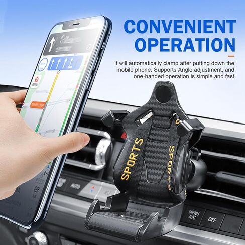 Car Vent Phone Mount, Carbon Fiber Racer Seat Style Cell Phone Mount for iPhone & Android, 360° Rotatable Secure Adaptive Tightening Car Mount, Universal Fit for Car Air Vents (Red) in Saudi Arabia