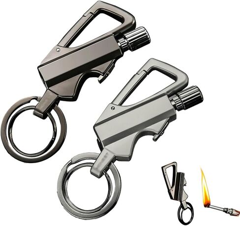Permanent Match Unlimited Kerosene Lighter with Multi-Function Keychain Bottle Opener, Reusable Waterproof and Windproof Matches, Permanent Flint Fire Starter, Suitable for Outdoor Survival(Silver) in Saudi Arabia