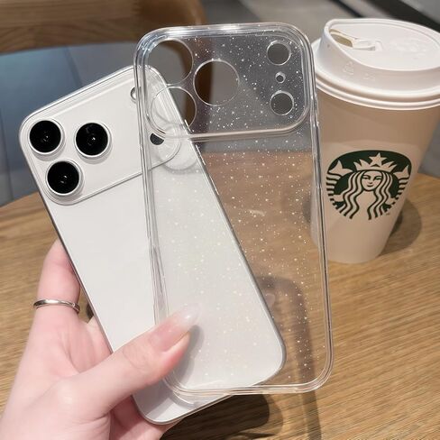 for iPhone 17 Pro Max Case Cute Clear Glitter with Design Girly Anti-Yellowing Shockproof Protective Cover Slim TPU Wireless Charging Compatible Clear Phone Case for iPhone 17 ProMax for Women Girls in Saudi Arabia